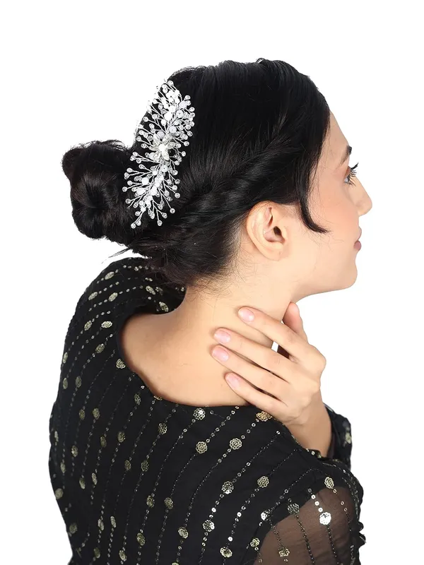 White_1_Pc_Hair_Brooch_Comb_White_Pearl_With_White_Stone_Flower_Wedding_Hair_Piece_Crystal_Pearl_Hair_Accessories_Silver_For_Women