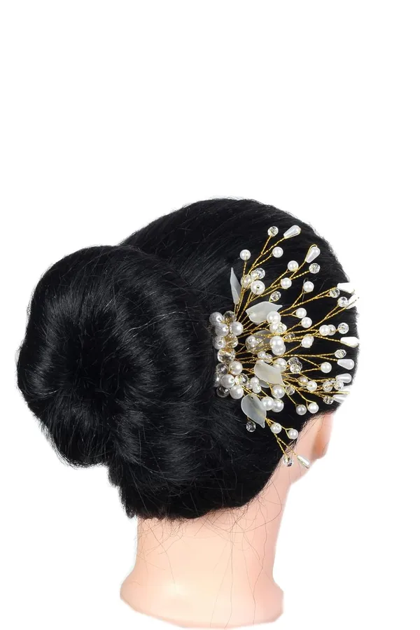 Goldenwhite_1_Pc_Hair_Brooch_For_Party/Wedding_With_Golden_And_White_Stone_For_Giving_You_Pretty_Hair_Style_For_Women
