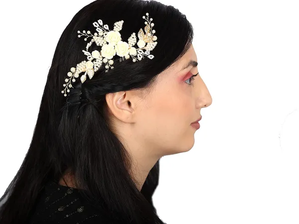 White_Bride_Accessories_Hair_Brooch_Comb_Golden_Pearl_With_Flower_Wedding_Hair_Piece_Crystal_Pearl_Hair_Accessories_For_Women