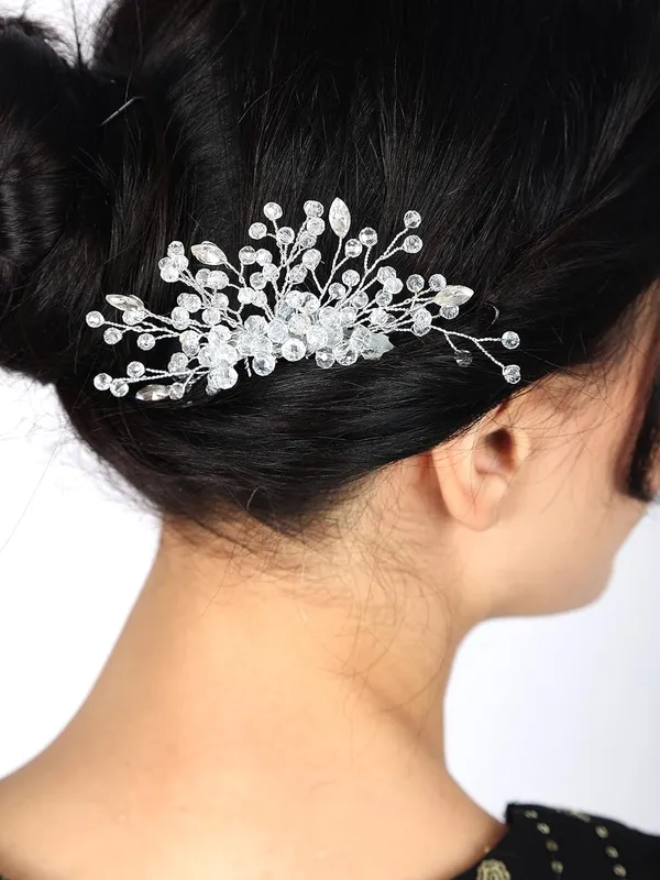 White_Bride_Accessories_Hair_Brooch_Comb_Silver_Pearl_With_Silver_Stone_Flower_Wedding_Hair_Piece_Crystal_Pearl_Hair_Accessorie_For_Women