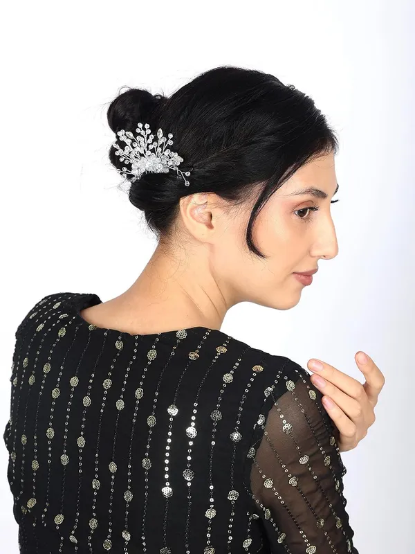 White_Bride_Accessories_Hair_Brooch_Comb_Silver_Pearl_With_Silver_Stone_Flower_Wedding_Hair_Piece_Crystal_Pearl_Hair_Accessorie_For_Women