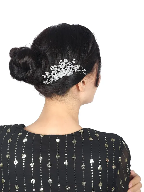 White_Bride_Accessories_Hair_Brooch_Comb_Silver_Pearl_With_Silver_Stone_Flower_Wedding_Hair_Piece_Crystal_Pearl_Hair_Accessorie_For_Women