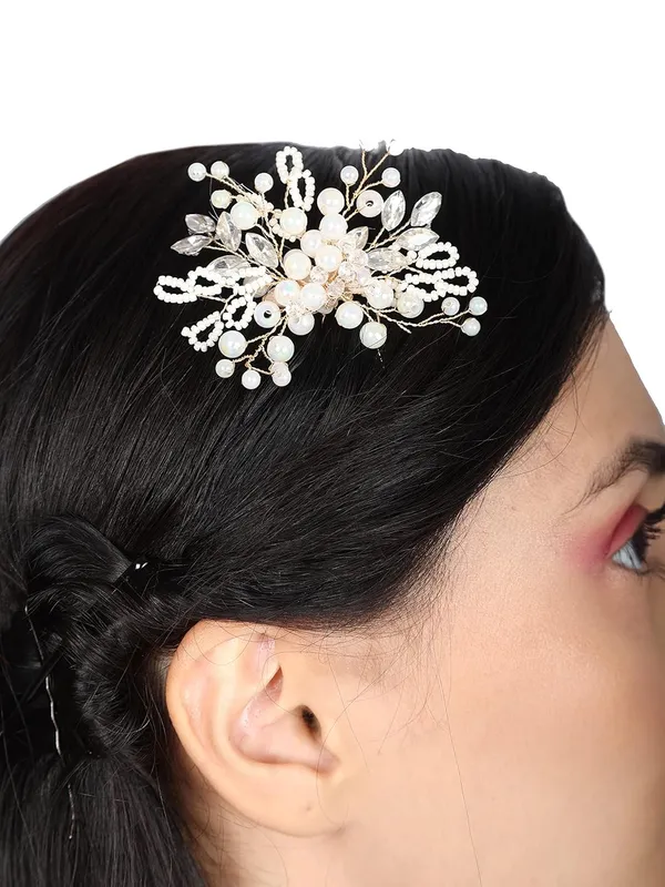 White_1_Pc_Bride_Accessories_Hair_Brooch_Comb_White_Pearl_With_White_Stone_Flower_Wedding_Hair_Piece_Crystal_Pearl_Hair_Accessories_For_Women
