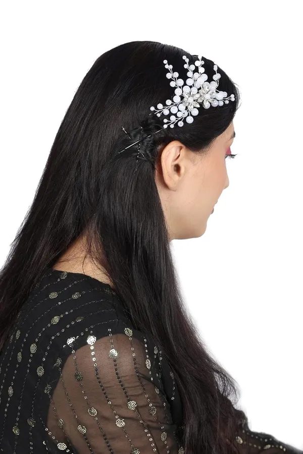 White_1_Pc_Bride_Accessories_Hair_Brooch_Comb_White_Pearl_With_Silver_Stone_Wedding_Hair_Piece_Crystal_Pearl_Hair_Accessories_For_Women