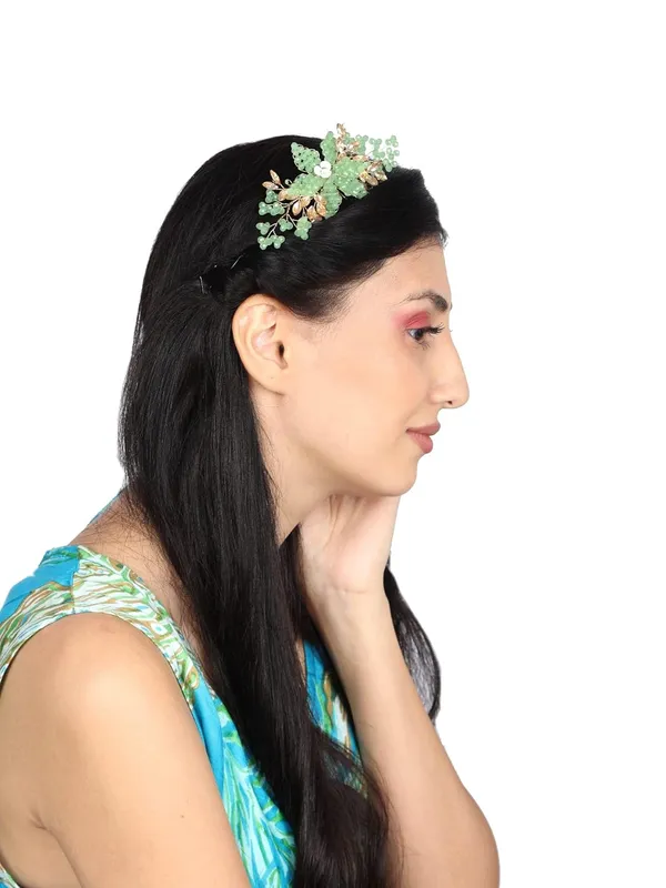 Green_1_Pc_Pearls_Flower_Brooch_Green_Flowers_With_Golden_Stone_And_Pearls_Pin_Comb_Hair_Accessories_For_Bridal_For_Women