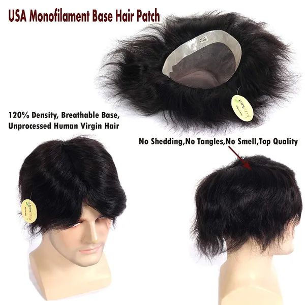 Black_Usa_Regular_Base_Monofilat_Hair_Toupee,Hair_Wig_For_,100%_Human_Hair_Patch/Hair_Wig_(8X6)_For_Women