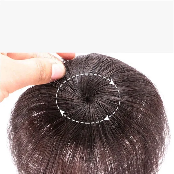Brown_20_Cm_Human_Hair_Straight_Clip_In_Topper_Thin_Short_Top_Hair_Piece_For_(100_Gm)_For_Women