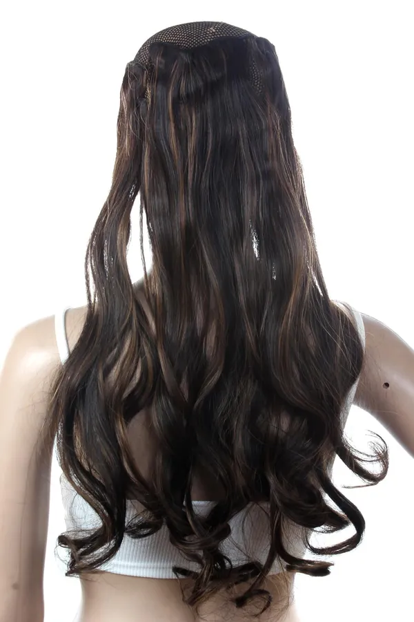 Golden_And_Black_Curly_6_Pc_Curly_Silky_&_Natural_Feeling_Long_Clip_On_Synthetic_Hair_Extension_For_Women