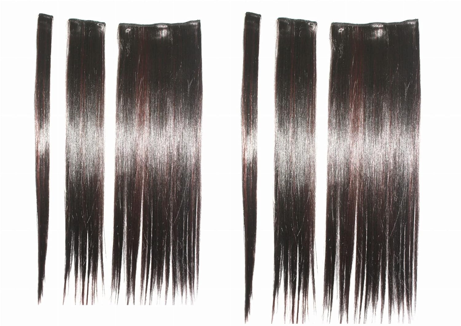 Maroon_And_Black_Straight_6_Pc_Straight_Silky_&_Natural_Feeling_Long_Clip_On_Synthetic_Hair_Extension_For_Women