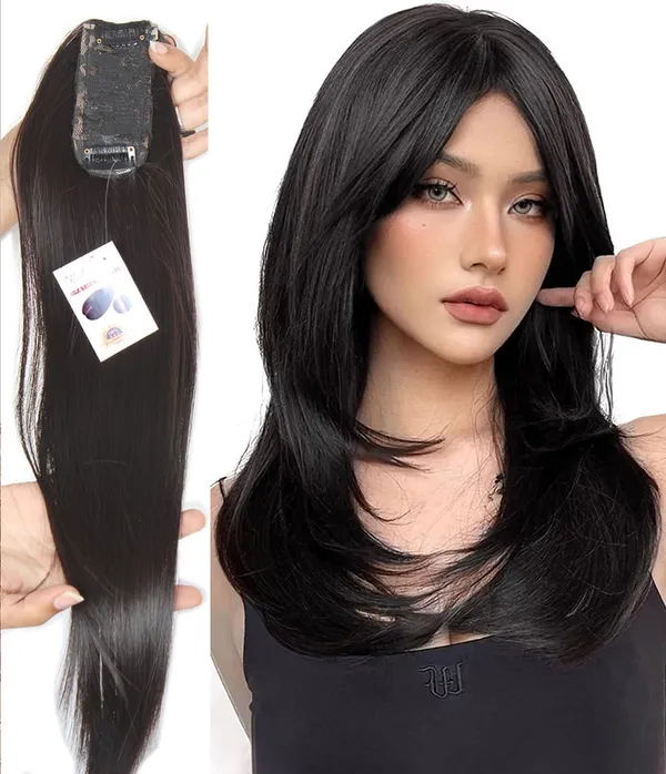 Dark_Black_20_Inch_Clip_In_Synthetic_Long_Straight_Hair_12X5_Cm_Dark_Hair_Topper_For_With_Thinning_Hair_For_Women
