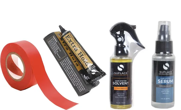 Red_Combo_:_Red_Tape_5_Mtr_Suflace_Extra_Hold_Glue_Tube_28_G,Suflace_Hair_System_Solvent_118_Ml_&_Suflace_Hair_Patch_Serum_60_Ml_For_Women