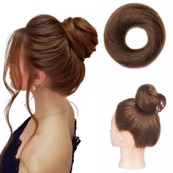 Light_Brown_Human_Hair_Messy_Bun_Soft_Hair_Elastic_Band_Fluffy_&_Straight_Style_Hair_Rubber_Bun(1.6)_For_Women