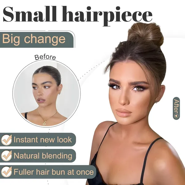 Light_Brown_Human_Hair_Messy_Bun_Soft_Hair_Elastic_Band_Fluffy_&_Straight_Style_Hair_Rubber_Bun(1.6)_For_Women