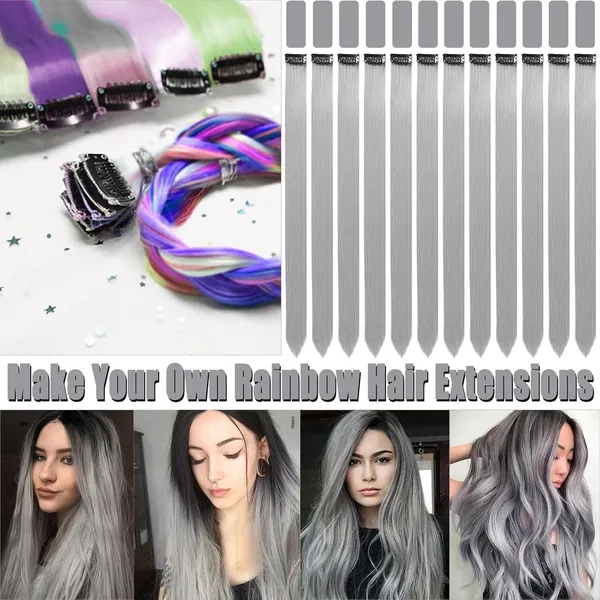 Grey_Hair_Streaks_Synthetic_20-Inch_Straight_Clip-On_Extensions_For_Instant_Highlights_Perfect_&_Wo_Stylish_Hair_(Pack_Of_2)_For_Women