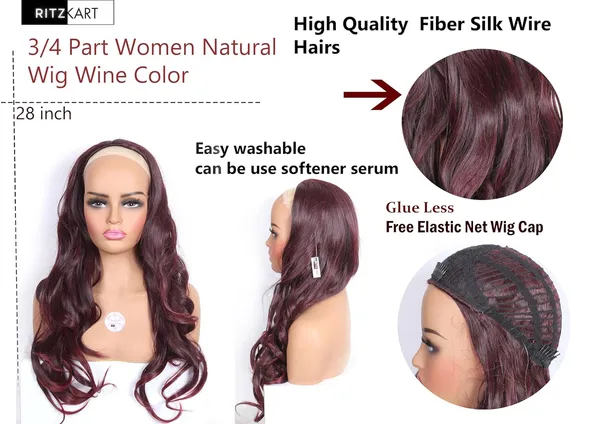3/4_Part_Curly_Synthetic_Hair_Wig_for_Women