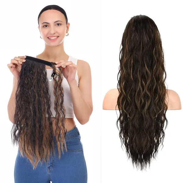 Browngoldenmix_20-Inch_Long_Synthetic_Hair_Ponytail_Extension_With_Velcro_Tape_And_Clip-In_Design_For_Effortless_Volume_Boost_Comfortable_Fit_And_Quick_Stylish_Hair_Transformations_(_&_Golden_Mix)_For_Women