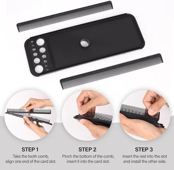 Black_Versatile_Display_Holder_And_Hair_Separator_For_Salon_Or_Personal_Use_Hair_Extension_Holder_Plate_With_Dual_Long_Combs_Durable_Strong_Plastic_Storage_Plate_For_Hair_Tools_For_Women