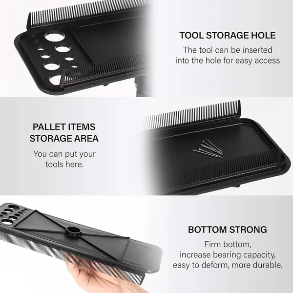 Black_Versatile_Display_Holder_And_Hair_Separator_For_Salon_Or_Personal_Use_Hair_Extension_Holder_Plate_With_Dual_Long_Combs_Durable_Strong_Plastic_Storage_Plate_For_Hair_Tools_For_Women