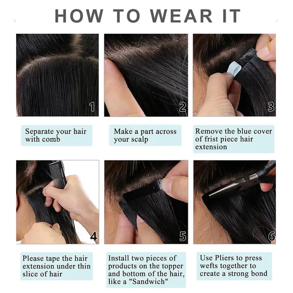 Brown-Blond_Mix_Synthetic_Hair_Tape-In_Extensions_&_-_Double_Sided_Tape_Natural_Straight_Soft_&_Silky_Long_Hair_Natural_Synthetic_Hairpiece_-_10_Pc_Set_Seamless_Tape-In_Extensions_For_Women