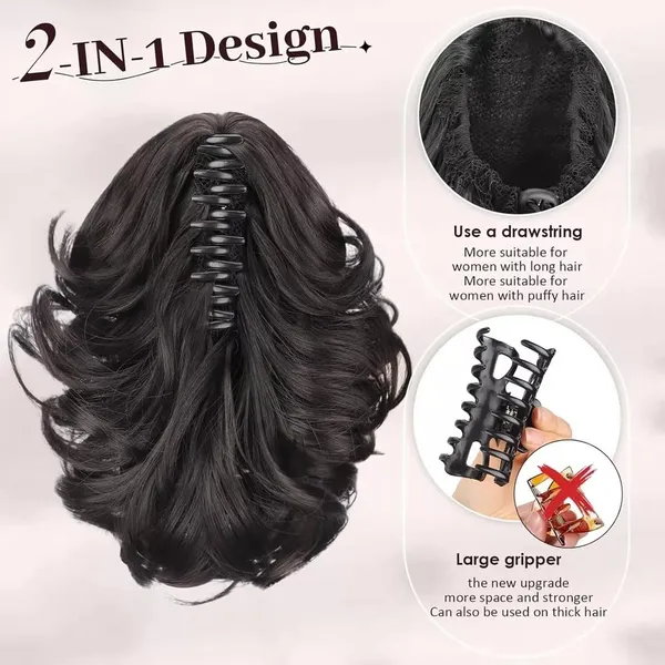 Black_Claw_Hair_Extension_12_Inch_Short_Synthetic_Wavy_Ponytail_Hair_Extension_For_Curly_Hair_Ponytail_With_Secure_Clip_Claw_Natural-Looking_Long_Hairpiece_For_Easy_Styling_For_Women