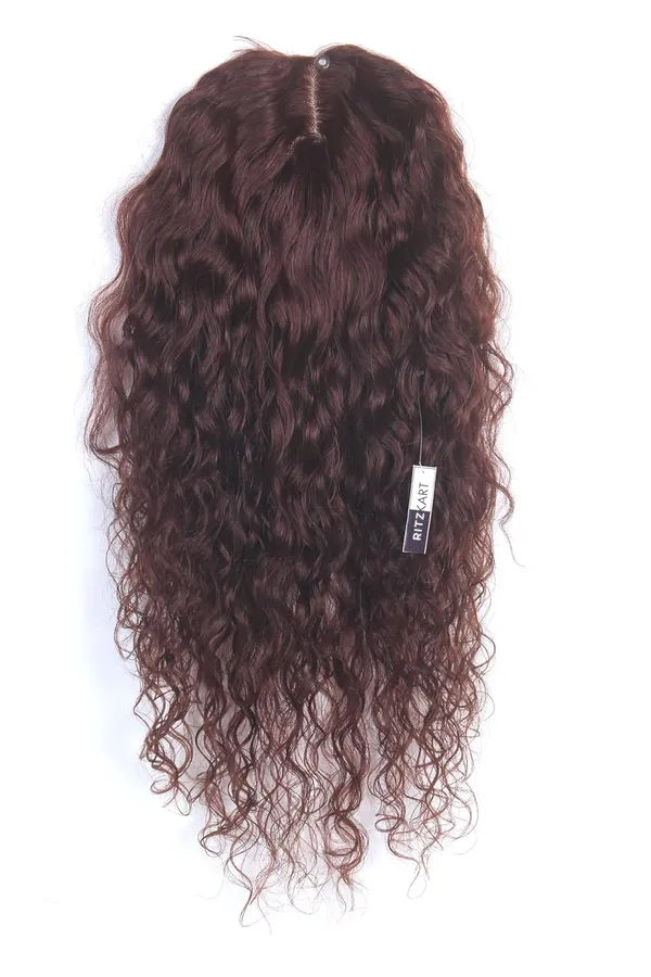 Brown_Hair_Topper_Human_Hair_Natural_Silk_Base_Remy_Hair_Clip-On_Topper_With_Soft_Curly_Texture_14X13_Cm_Base_For_Volume_&_Coverage_Lightweight_&_Comfortable_Wear_(18_Inch)_For_Women