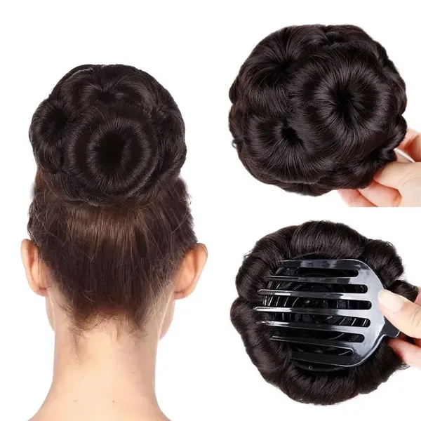 Brown_Hair_Bun_Free_Natural_Soft_&_Durable_Claw_Clip_Synthetic_Hair_Flower_Shape_Bun_Hair_Extension_&_Bridal_Hairstyles_For_Women