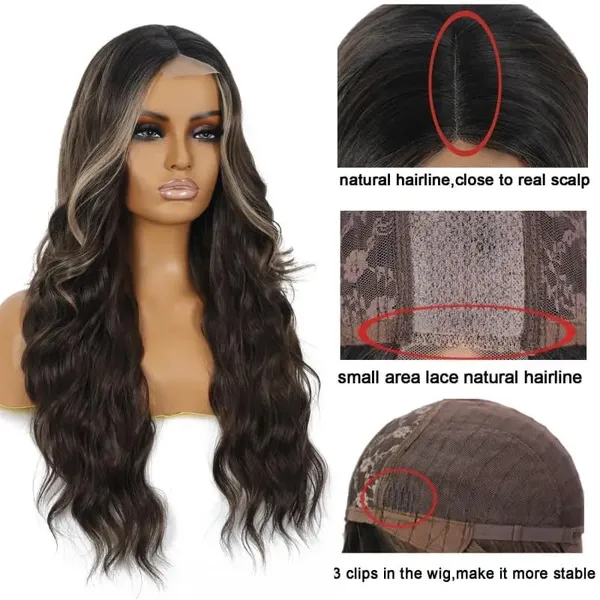 Brown_With_Golden_Lace_Front_Hair_Wig_With_Middle_Part_Design_28_Inch_Long_Wavy_Synthetic_Fiber_Mix_Hair_Wig_Natural-Looking_Soft_Texture_That_Feels_Like_Real_Hair_For_Women