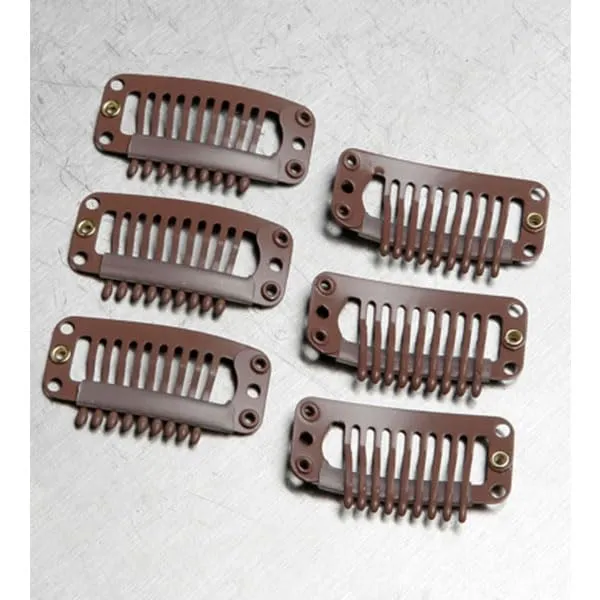 Light_Brown_Hair_Clips_12_Pcs_Snap_(Light_3.2_Cm_(9_Teeth))_For_Women