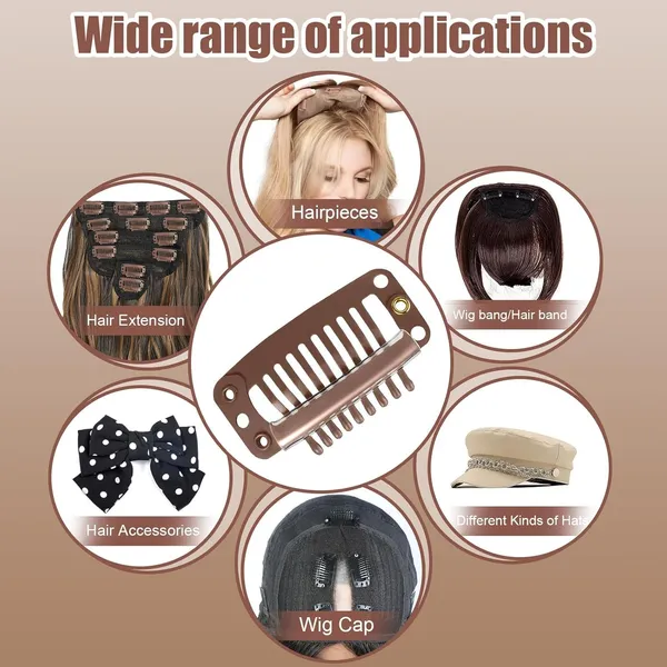 Light_Brown_Hair_Clips_12_Pcs_Snap_(Light_3.2_Cm_(9_Teeth))_For_Women