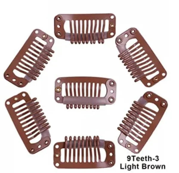 Light_Brown_Hair_Clips_12_Pcs_Snap_(Light_3.2_Cm_(9_Teeth))_For_Women