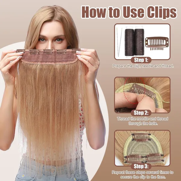 Light_Brown_Hair_Clips_12_Pcs_Snap_(Light_3.2_Cm_(9_Teeth))_For_Women