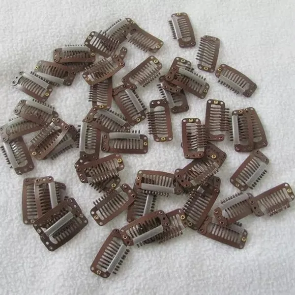 Light_Brown_Hair_Clips_12_Pcs_Snap_(Light_3.2_Cm_(9_Teeth))_For_Women