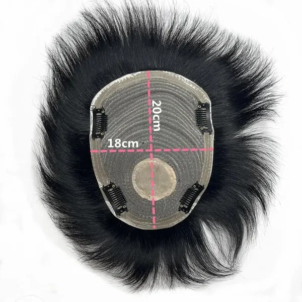 Black_Pre-Cut_Hair_Topper_Clip-On_Patch:_Freestyle_No_Glue/Tape_Needed_Easy_To_Remove_&_Fit_No_Salon_Maintenance_Invisible_Hairline_Double_Layer_Natural_Human_Hair._By_(18_X_20_Cm)_For_Women