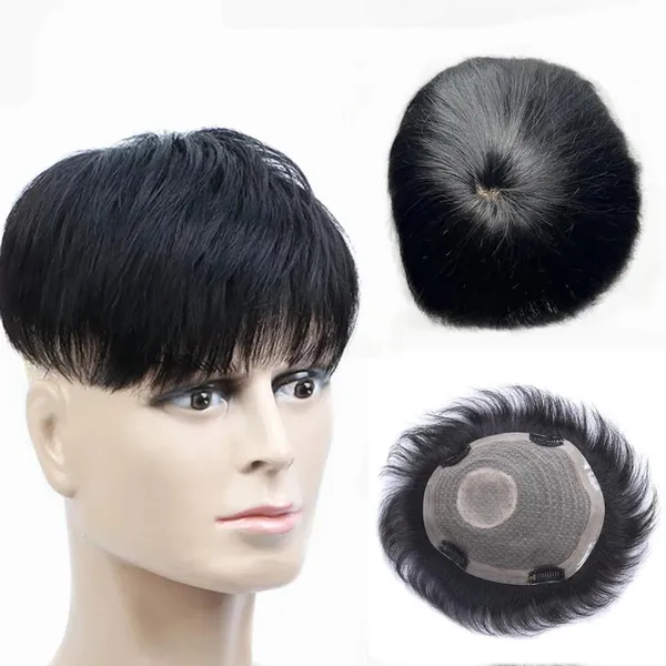 Black_Pre-Cut_Hair_Topper_Clip-On_Patch:_Freestyle_No_Glue/Tape_Needed_Easy_To_Remove_&_Fit_No_Salon_Maintenance_Invisible_Hairline_Double_Layer_Natural_Human_Hair._By_(18_X_20_Cm)_For_Women
