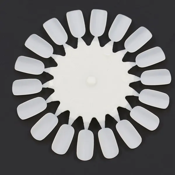 White_Round_Nailartcard_Plain_False_Nails_Round_Nail_Art_Palette_18-Tip_Display_Wheel_For_Acrylic_&_Gel_Polish_Practice_Re-Usable_Chart_Manicure_Design_Board_Professional_Diy_Nail-Art_Training_Tool_(1_Piece_Pack_Of_10)_For_Women