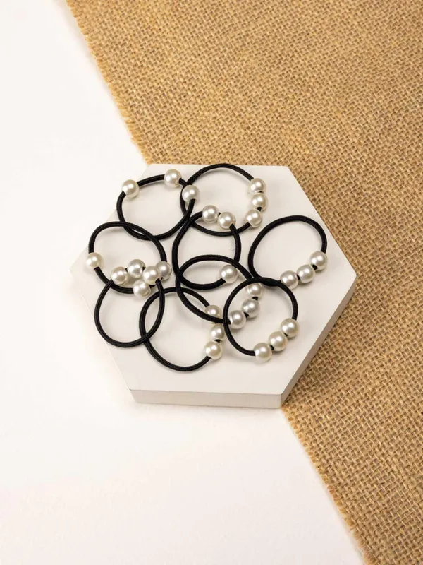 Black_Rubber_Band_Set_Of_24_Pcs_Includes_12_Large_&_12_Small_Elastic_Hair_Bands_With_Elegant_Pearl_Design_No_Damage_Soft_Ponytail_Holders_Gentle_Grip_For_Thick_&_Thin_Hair_Stylish_&_Comfortable_Hair_Accessories_For_Daily_Use_For_Women