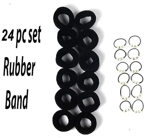 Black_Rubber_Band_Set_Of_24_Pcs_Includes_12_Large_&_12_Small_Elastic_Hair_Bands_With_Elegant_Pearl_Design_No_Damage_Soft_Ponytail_Holders_Gentle_Grip_For_Thick_&_Thin_Hair_Stylish_&_Comfortable_Hair_Accessories_For_Daily_Use_For_Women