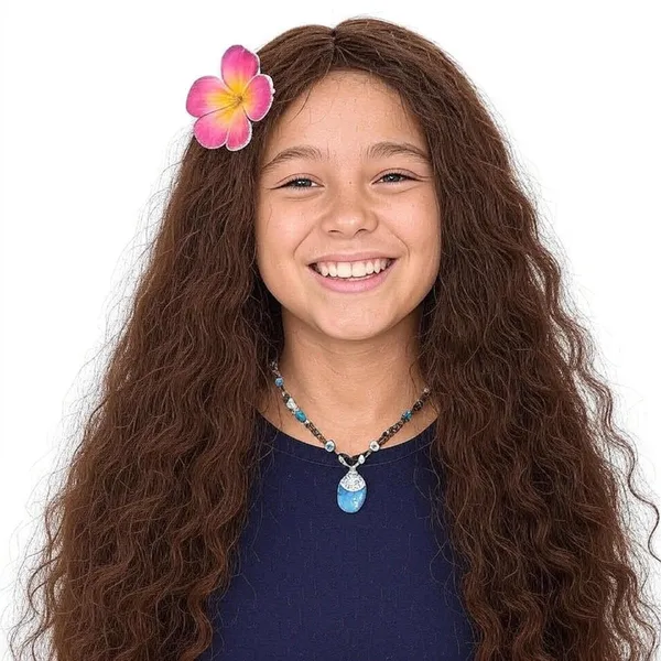 Brown_Wig_25_Inch_Fluffy_Synthetic_Hair_Wig_With_Attached_Flower_For_Women