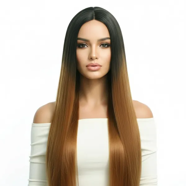 Golden_And_Black_Hair_Wig_Soft_Synthetic_Fiber_28_Inch_Long_Straight_Ombre_Hair_Wig_For_Real_Look_2_Tone_Centre_Part_Full_Head_Wig_With_23_Cm_Adjustable_Cap_No_Tape_No_Glue_Comfortable_For_Special_Occasions_For_Women