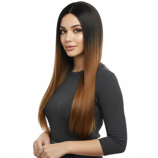 Golden_And_Black_Hair_Wig_Soft_Synthetic_Fiber_28_Inch_Long_Straight_Ombre_Hair_Wig_For_Real_Look_2_Tone_Centre_Part_Full_Head_Wig_With_23_Cm_Adjustable_Cap_No_Tape_No_Glue_Comfortable_For_Special_Occasions_For_Women