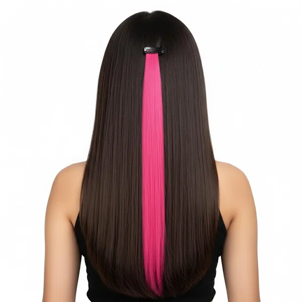 Pink_Clip_On_Human_Hair_Streaks_For_18-22_Inch_Straight_Highlight_Hair_Extensions_Easy_To_Attach_&_Remove_Temporary_Hair_Dye_Alternative_Stylish_Hair_Streaks_(20_Inch_)_For_Women