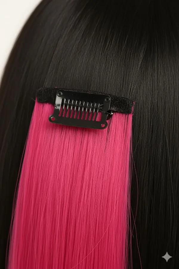 Pink_Clip_On_Human_Hair_Streaks_For_18-22_Inch_Straight_Highlight_Hair_Extensions_Easy_To_Attach_&_Remove_Temporary_Hair_Dye_Alternative_Stylish_Hair_Streaks_(20_Inch_)_For_Women