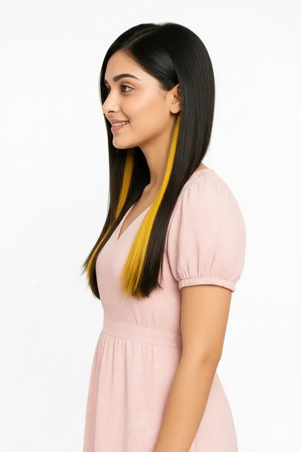 Yellow_Clip_On_Human_Hair_Streaks_For_18-22_Inch_Straight_Highlight_Hair_Extensions_Easy_To_Attach_&_Remove_Temporary_Hair_Dye_Alternative_Stylish_Hair_Streaks_(_20_Inch_)_For_Women