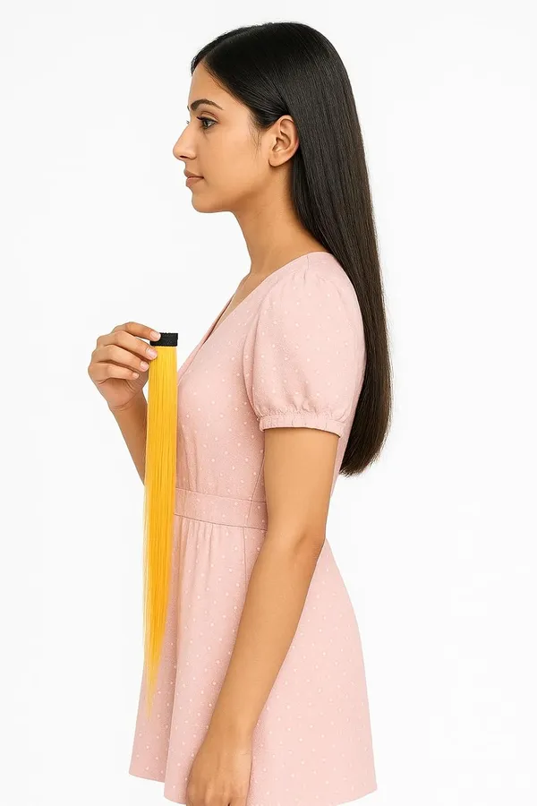Yellow_Clip_On_Human_Hair_Streaks_For_18-22_Inch_Straight_Highlight_Hair_Extensions_Easy_To_Attach_&_Remove_Temporary_Hair_Dye_Alternative_Stylish_Hair_Streaks_(_20_Inch_)_For_Women
