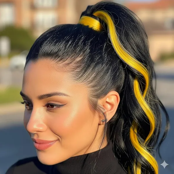 Yellow_Clip_On_Human_Hair_Streaks_For_18-22_Inch_Straight_Highlight_Hair_Extensions_Easy_To_Attach_&_Remove_Temporary_Hair_Dye_Alternative_Stylish_Hair_Streaks_(_20_Inch_)_For_Women
