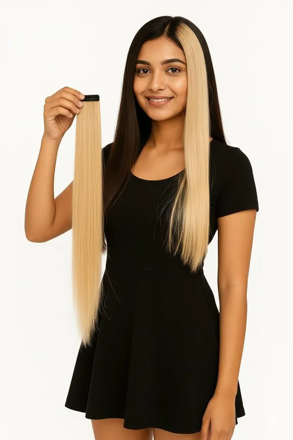Blond_Clip_On_Human_Hair_Streaks_For_18-22_Inch_Straight_Highlight_Hair_Extensions_Easy_To_Attach_&_Remove_Temporary_Hair_Dye_Alternative_Stylish_Hair_Streaks_(20_Inch_)_For_Women