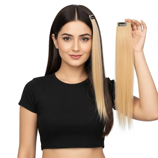 Blond_Clip_On_Human_Hair_Streaks_For_18-22_Inch_Straight_Highlight_Hair_Extensions_Easy_To_Attach_&_Remove_Temporary_Hair_Dye_Alternative_Stylish_Hair_Streaks_(20_Inch_)_For_Women
