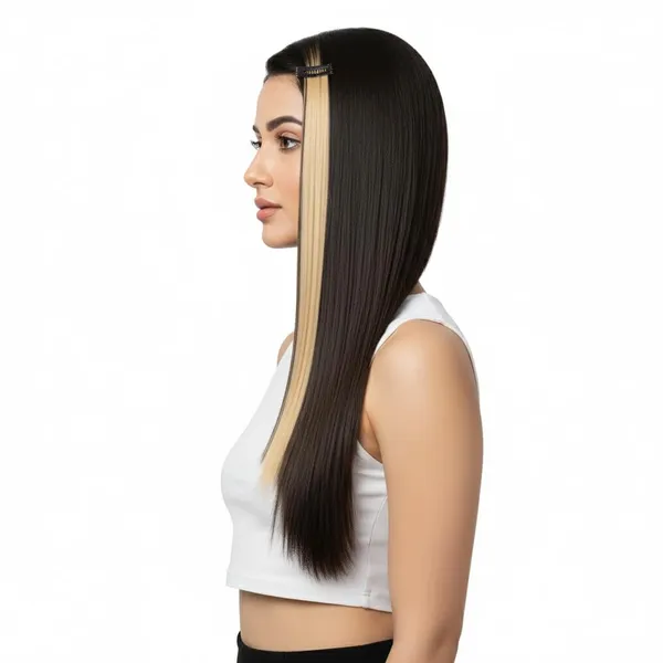 Blond_Clip_On_Human_Hair_Streaks_For_18-22_Inch_Straight_Highlight_Hair_Extensions_Easy_To_Attach_&_Remove_Temporary_Hair_Dye_Alternative_Stylish_Hair_Streaks_(20_Inch_)_For_Women