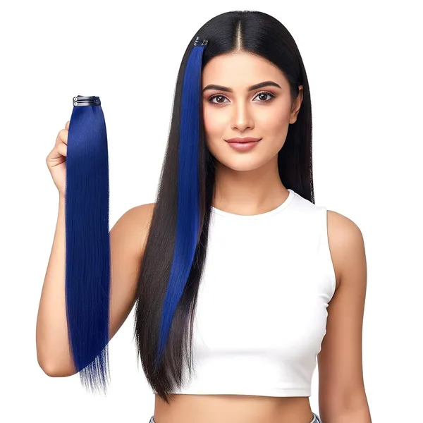 Navy_Blue_Clip_On_Human_Hair_Streaks_For_18-22_Inch_Straight_Highlight_Hair_Extensions_Easy_To_Attach_&_Remove_Temporary_Hair_Dye_Alternative_Stylish_Hair_Streaks_(22_Inch_)_For_Women