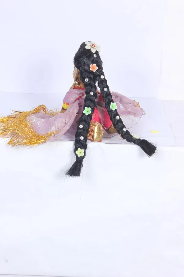 Black_Radha_Rani_Hair_Wig_With_2_Choti_(5_6_&_7_Inch)_With_Handmade_Flower_&_Stone_Work_Decorative_Designer_Choti_For_Devi_Maa_Suitable_For_2_To_6_No._Head_Sizes_Free_Seva_Ittar_Worth_(3_No.(6_Inch))_For_Women